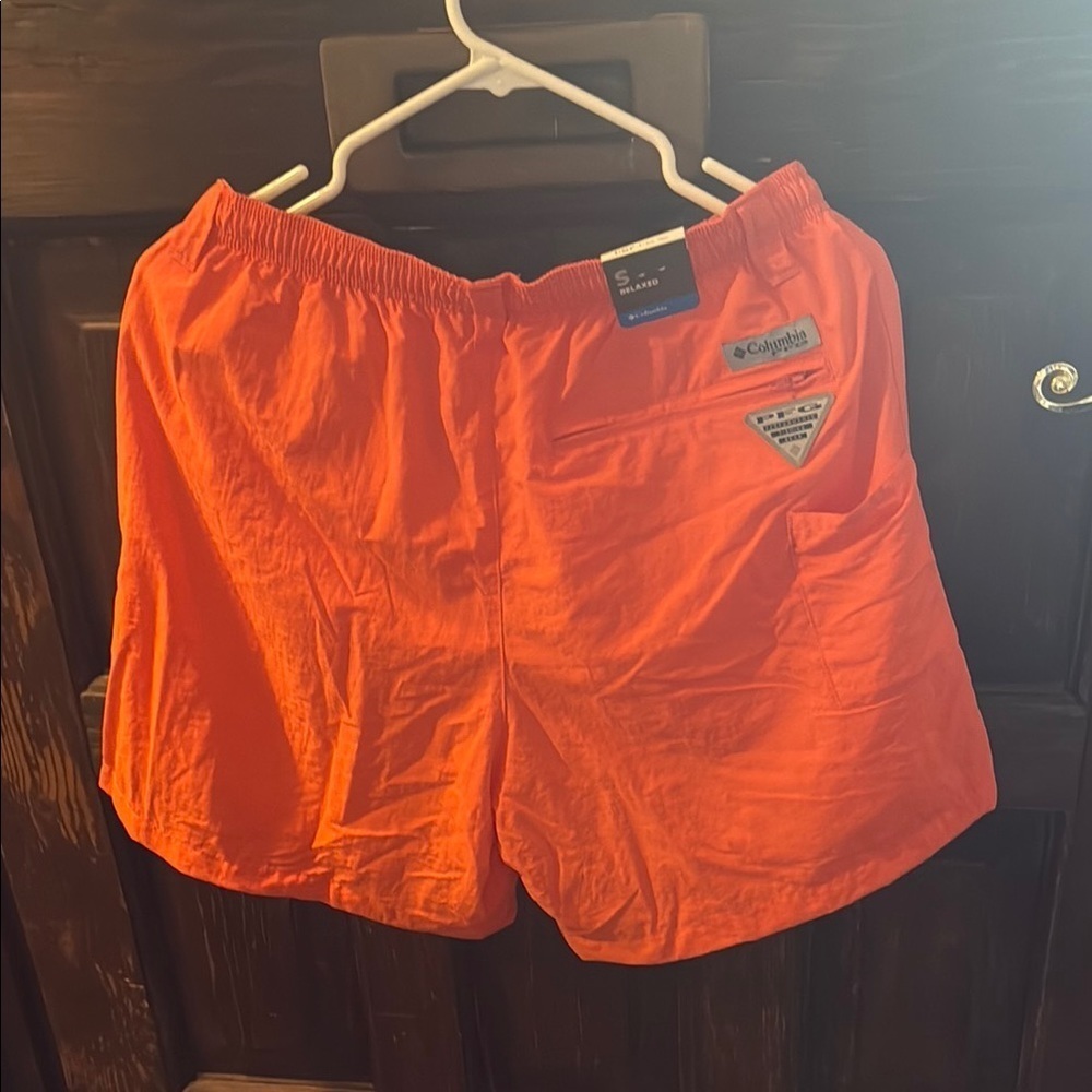 Columbia PFG Orange Athletic Shorts Lightweight Elastic Waist - Picture 3 of 7